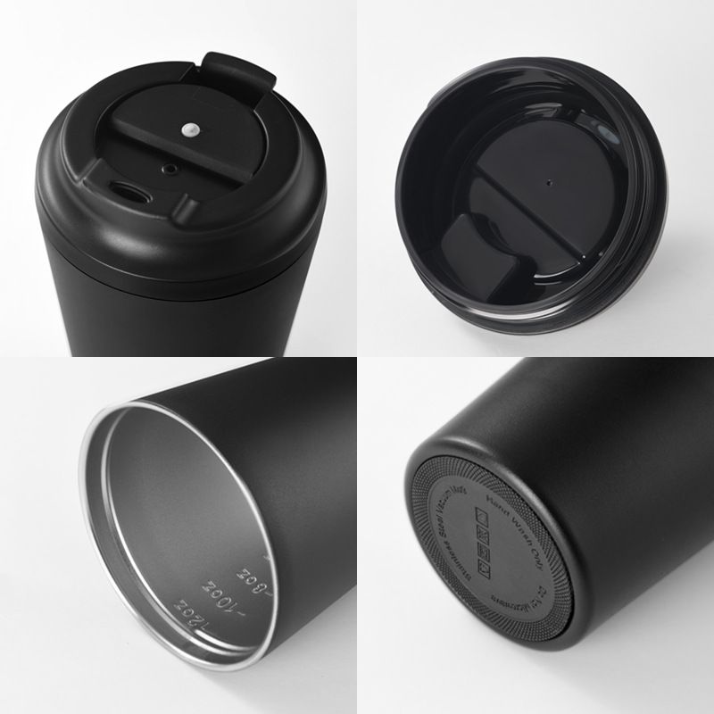 12oz stainless steel milk mug with inner scale – detail view