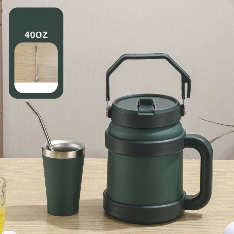 40oz dark green insulated water jug