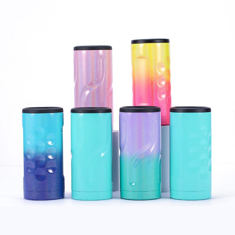 Color options for 12oz stainless steel can cooler and tumbler