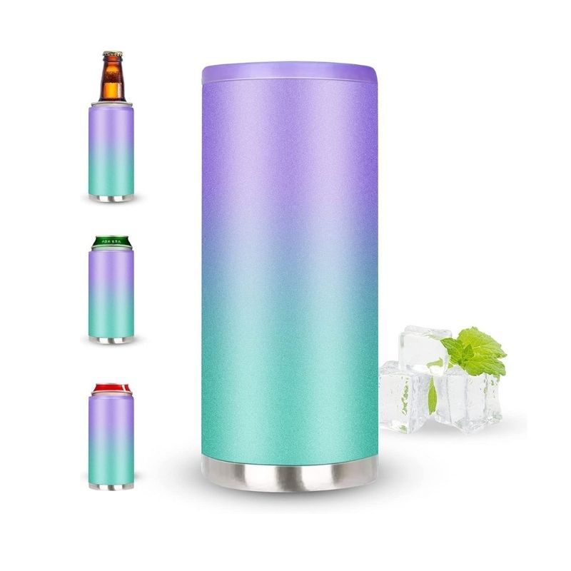 12oz gradient stainless steel beer can cooler can insulator for cold drinks