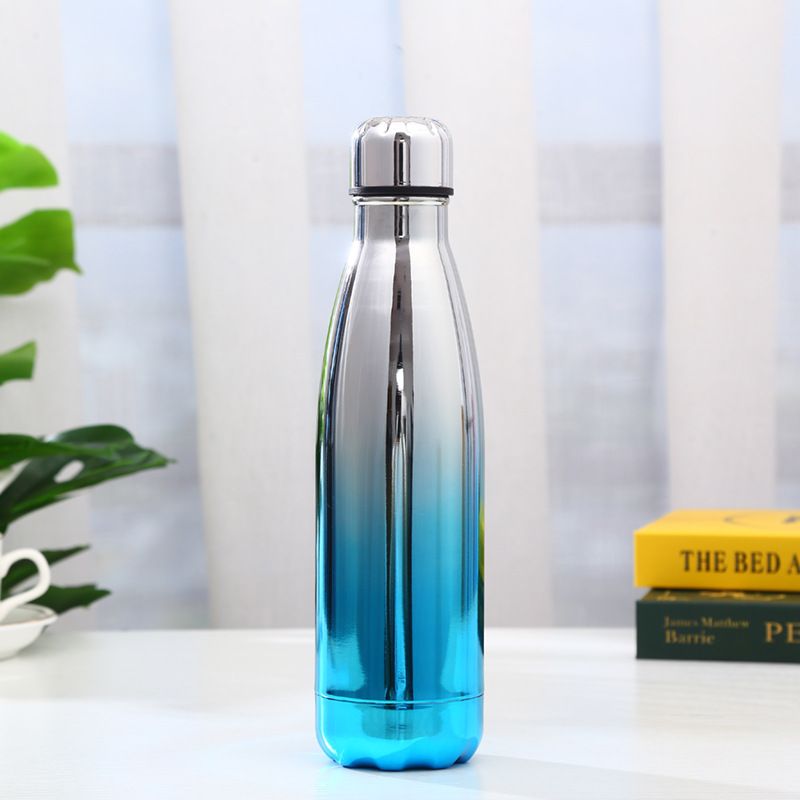 Blue electroplated 17oz cola-shaped stainless steel insulated bottle