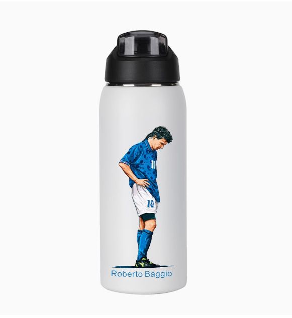 custom UV printed football player stainless steel insulated water bottle