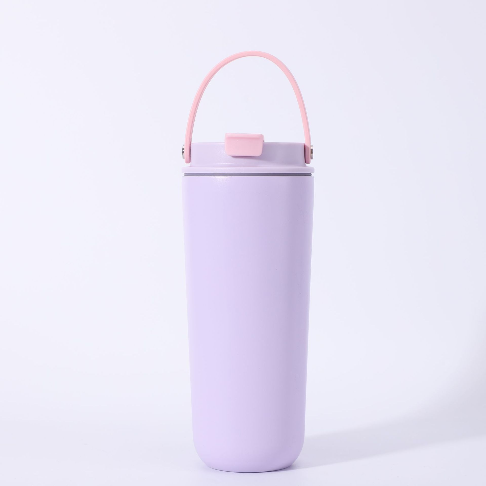 Purple DualSip tumbler with loop handle and leakproof lid for wholesale orders