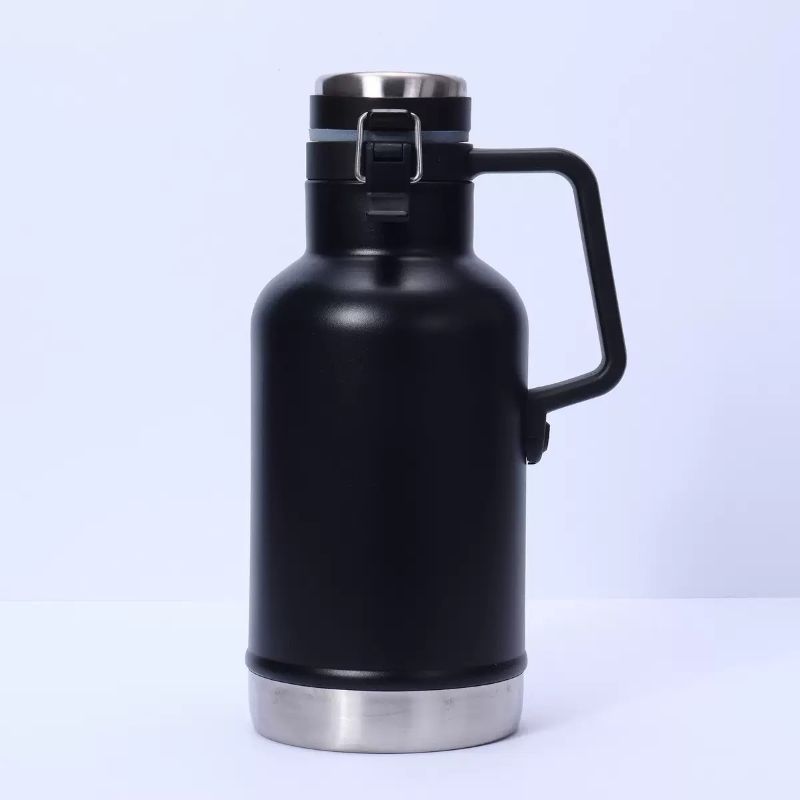 black stainless steel beer growler