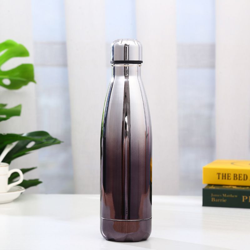 Dark gradient electroplated 17oz cola-shaped insulated stainless steel bottle