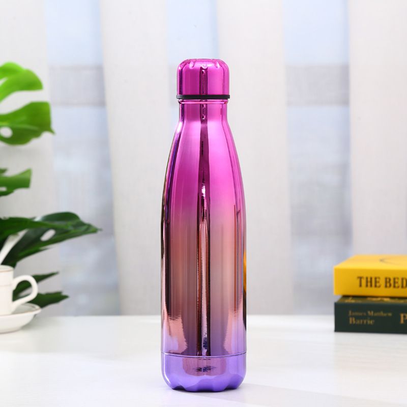 Pink-to-purple electroplated 17oz cola-shaped insulated bottle