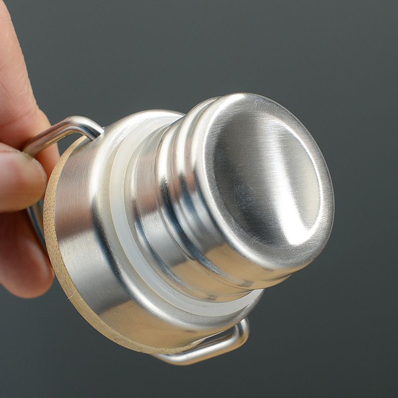 Leak-proof screw wooden lid with silicone seal for insulated bottle