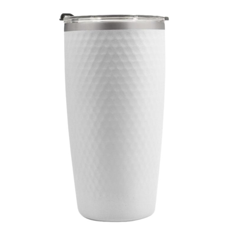 golf dimpled tumbler stainless steel texture detail