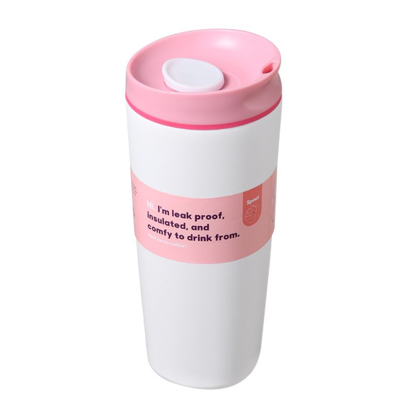 20oz Stainless Steel Tumbler with SmoothSip Slider Lid – White