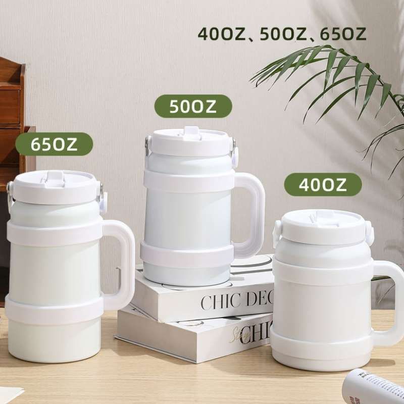 Half-Gallon Stainless Steel Insulated Water Jug Set with Straw Lid & Nesting Cup