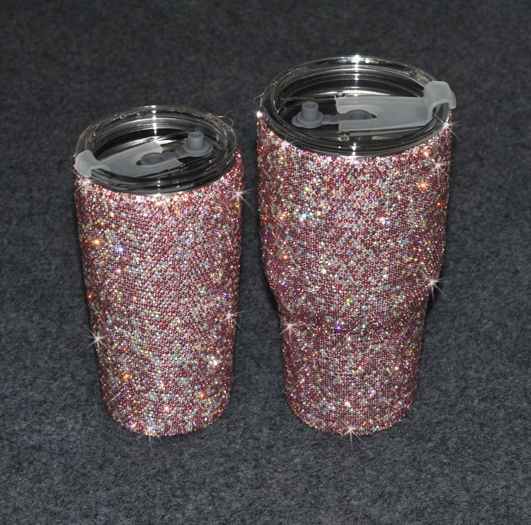 20oz and 30oz resin rhinestone stainless steel insulated tumblers with sliding lids
