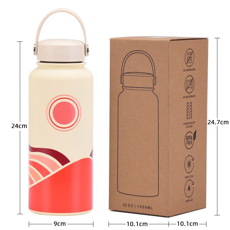 1L wide mouth insulated water bottle size and packaging dimensions