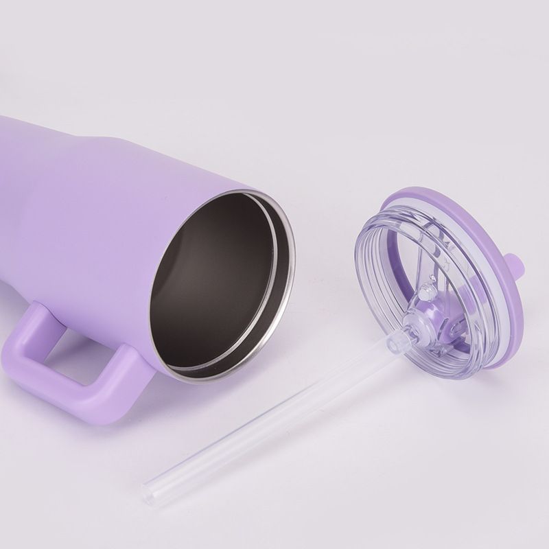 foldable straw lid and cup body separated view