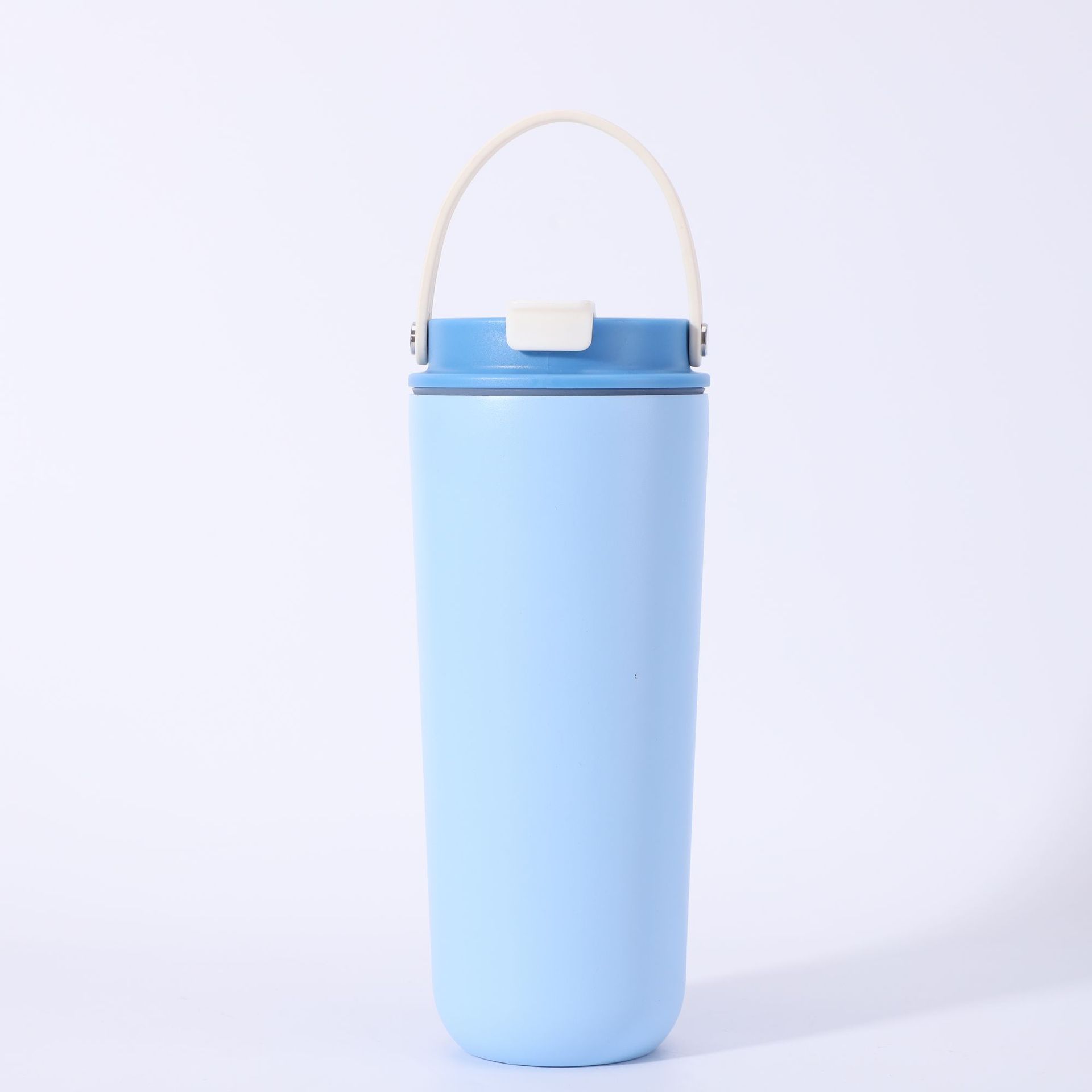 Blue stainless steel insulated tumbler with straw and sip lid for custom branding