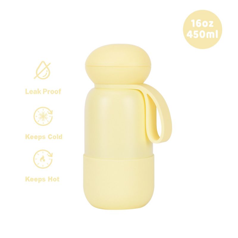 pale yellow vacuum bottle with ring handle 16oz