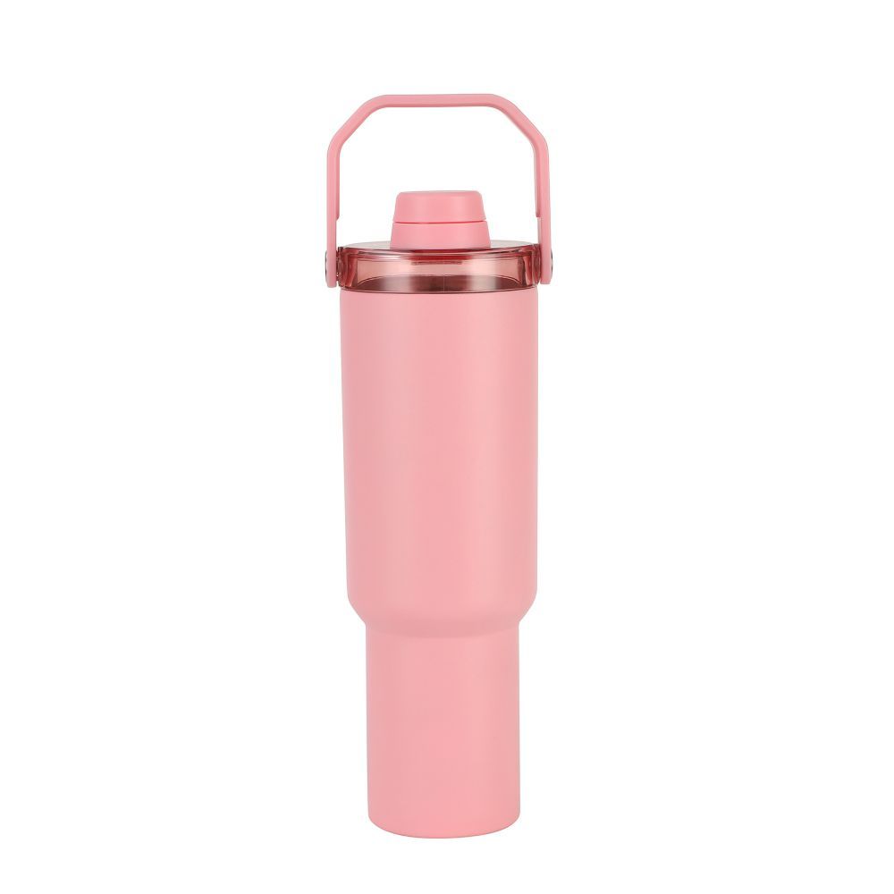 Pink large capacity car tumbler with carry handle