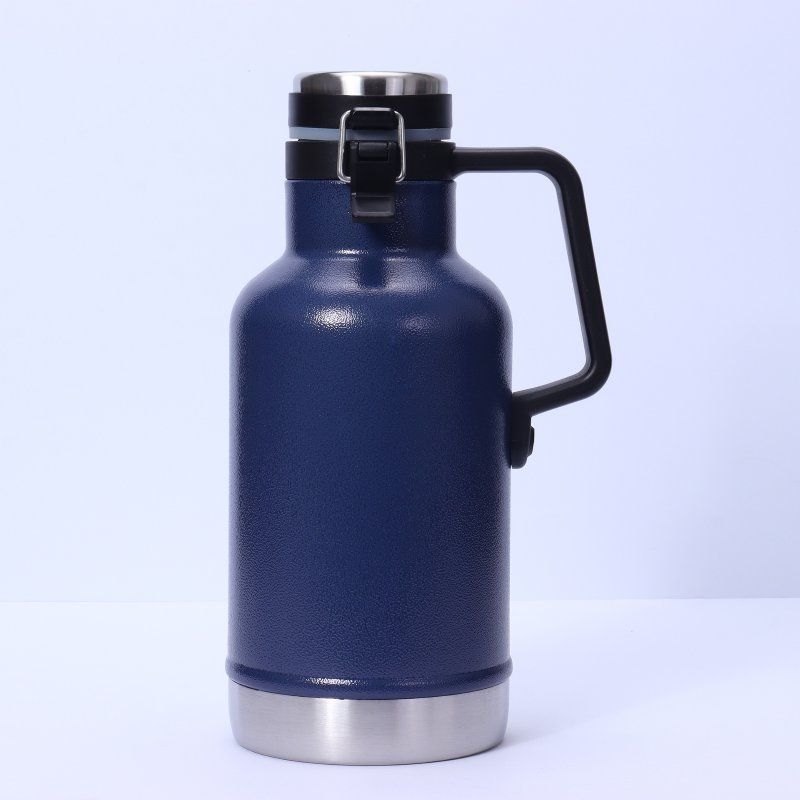 blue stainless steel beer growler