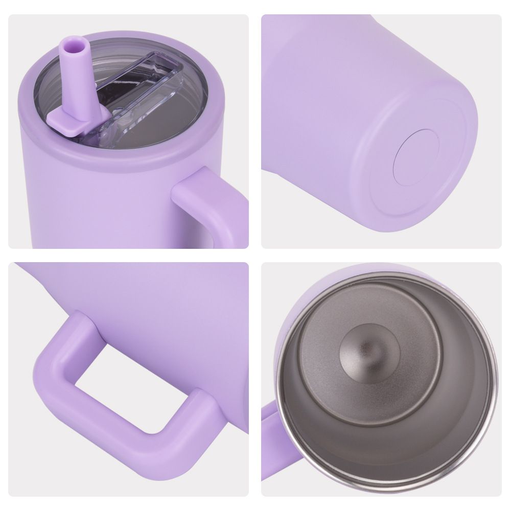 stainless steel travel tumbler detail view from multiple angles