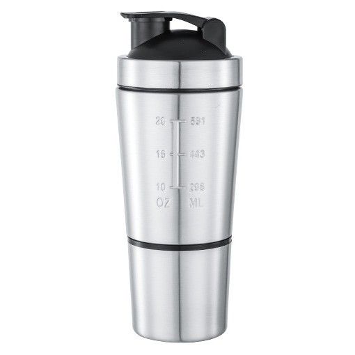 Single-Wall Stainless Steel Protein Shaker Cup with Scale Marks
