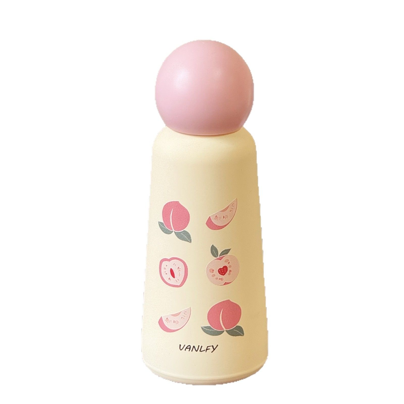Cream 350ml stainless steel insulated bottle with fruit UV printed pattern and custom logo area