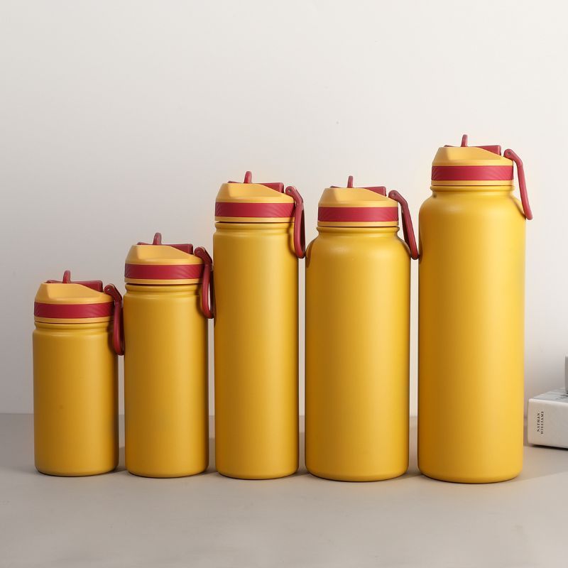 Yellow insulated straw bottles multi sizes
