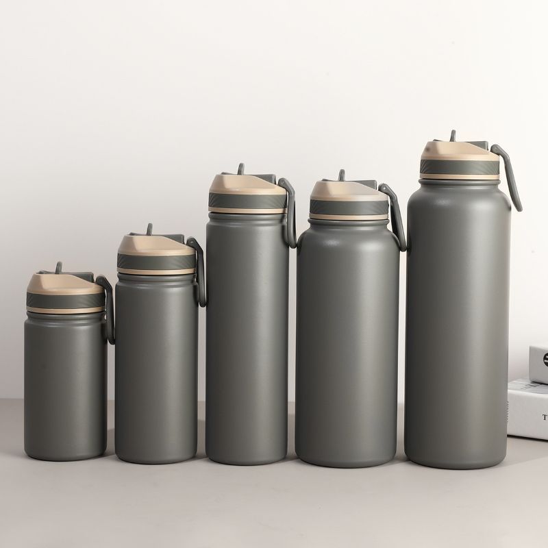 Gray insulated straw bottles multi sizes