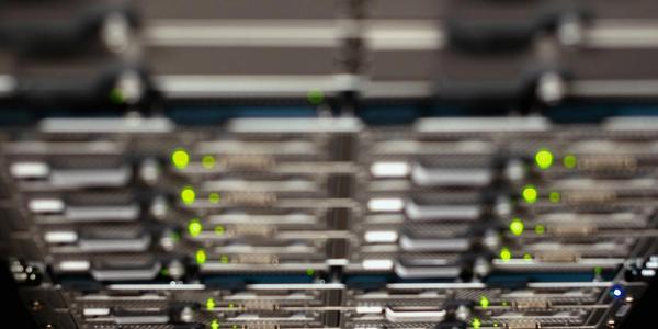 From above contemporary server cable trays without wires located in modern data center