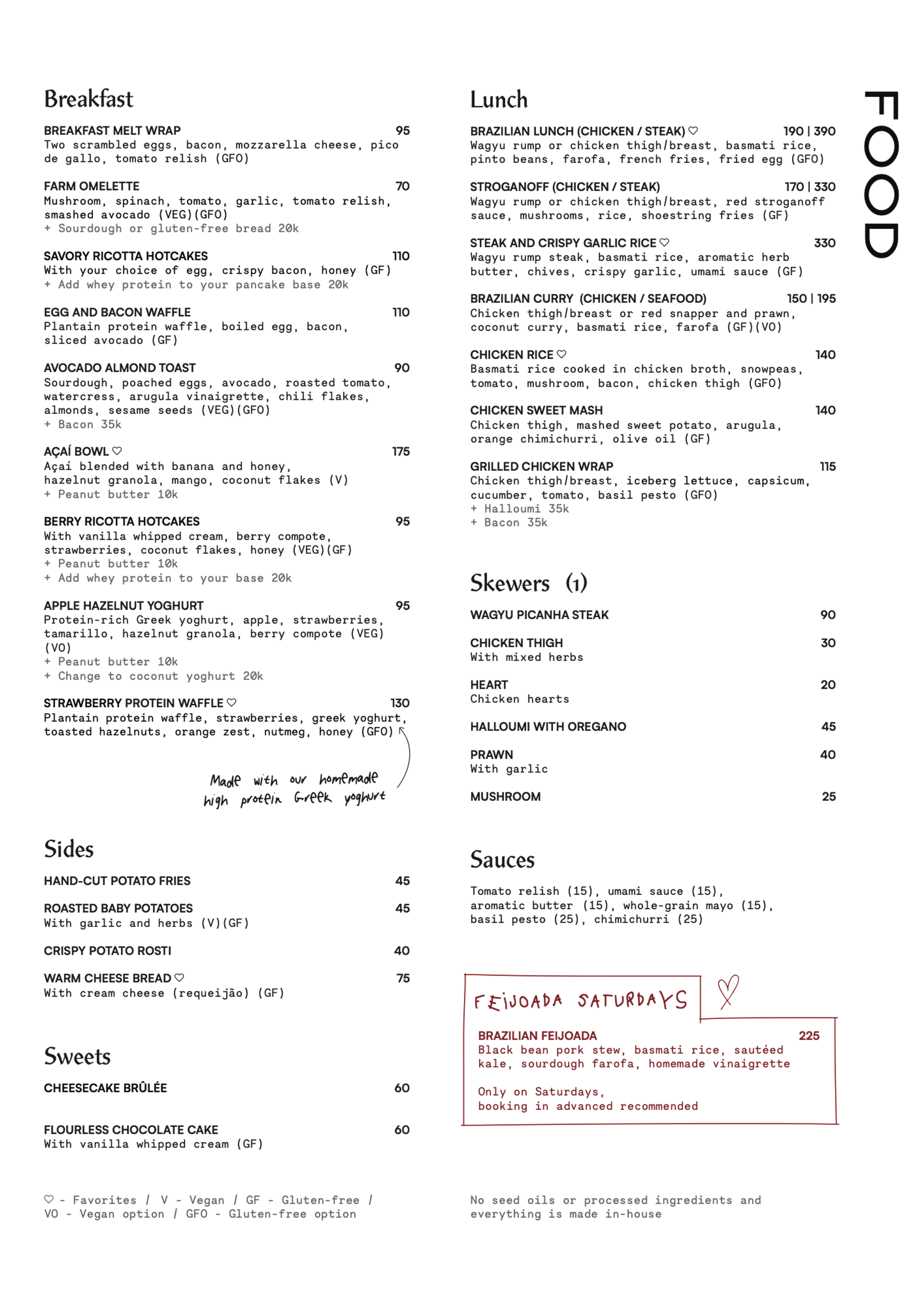 Sunday Kitchen food menu