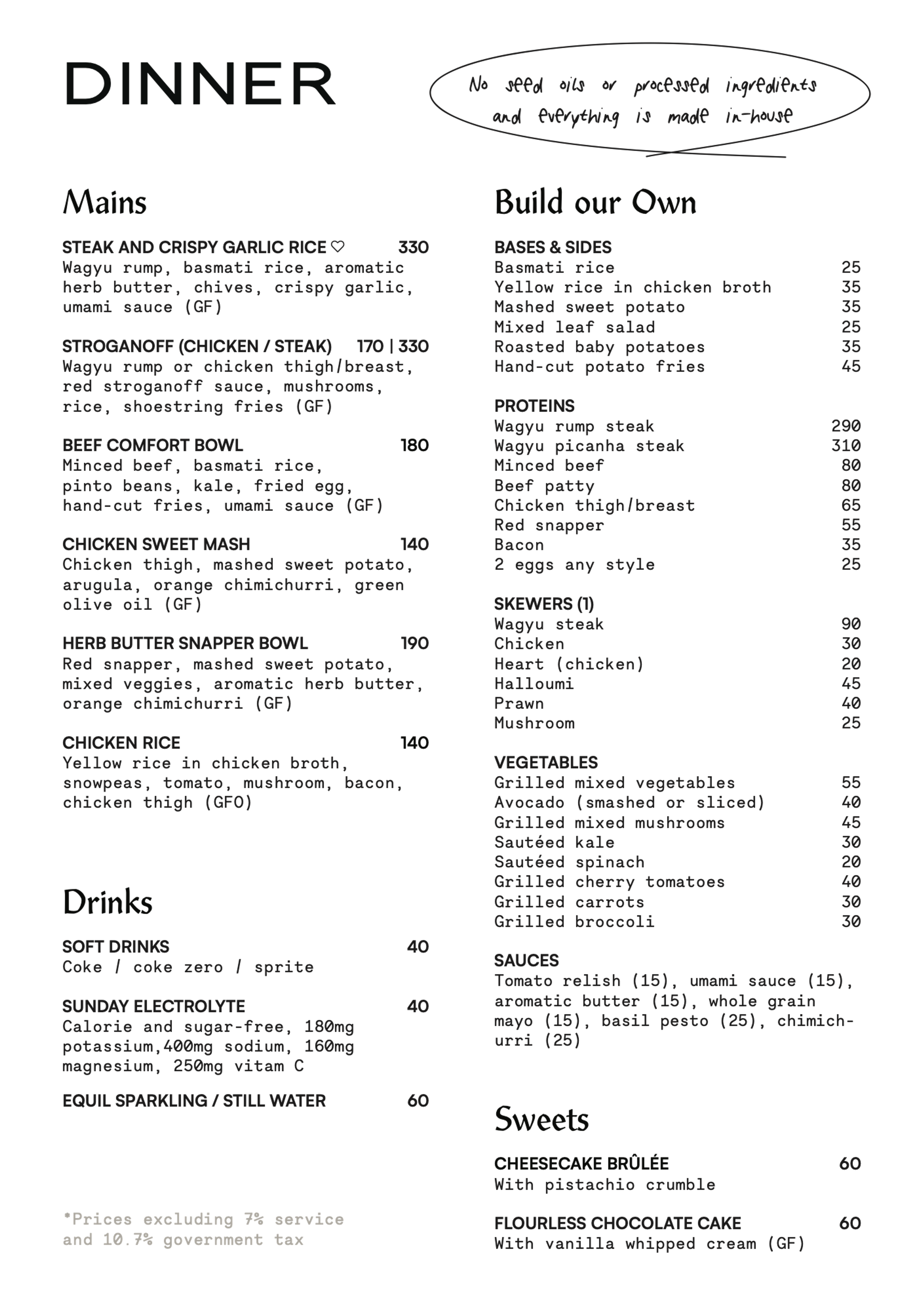 Sunday Kitchen dinner your own menu for breafast and lunch