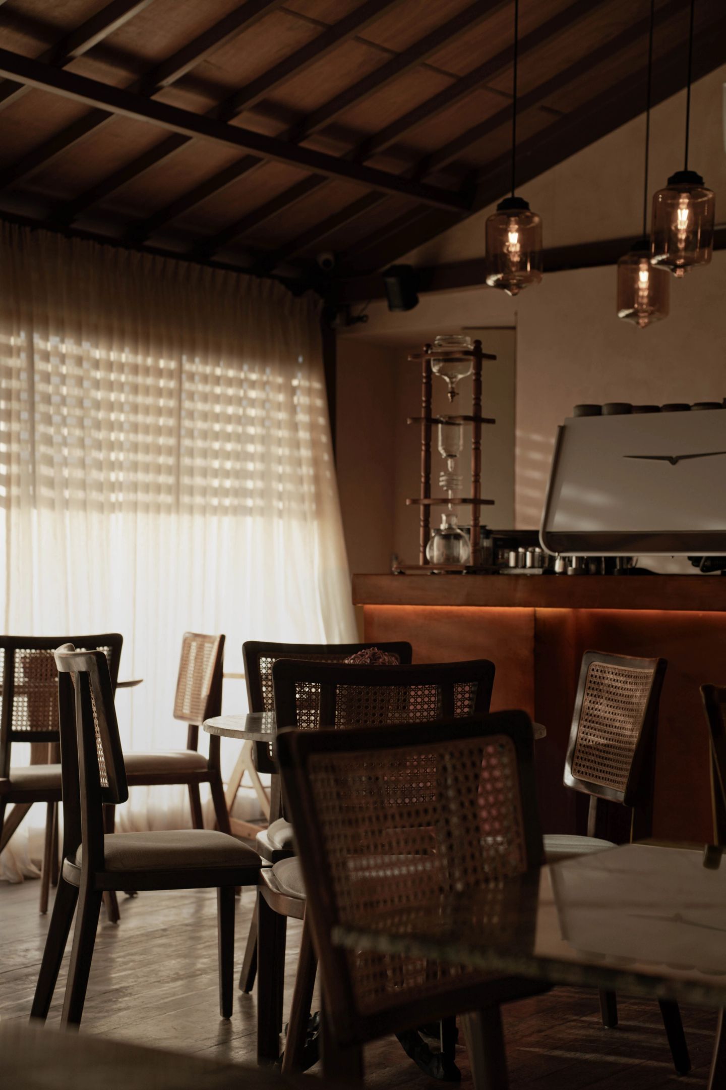 Warm morning light in the House of Sunday dining room, Batu Bolong