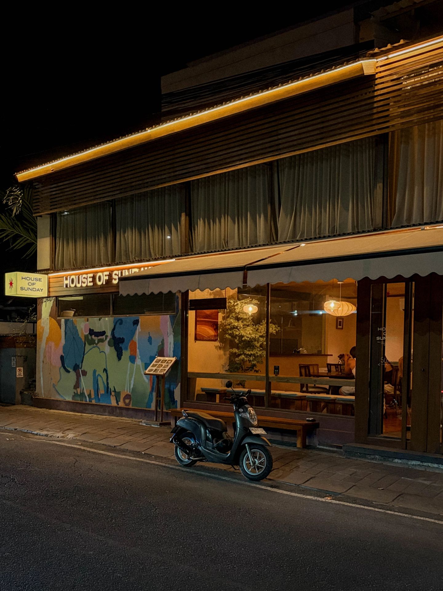 House of Sunday storefront at night, Batu Bolong, Canggu