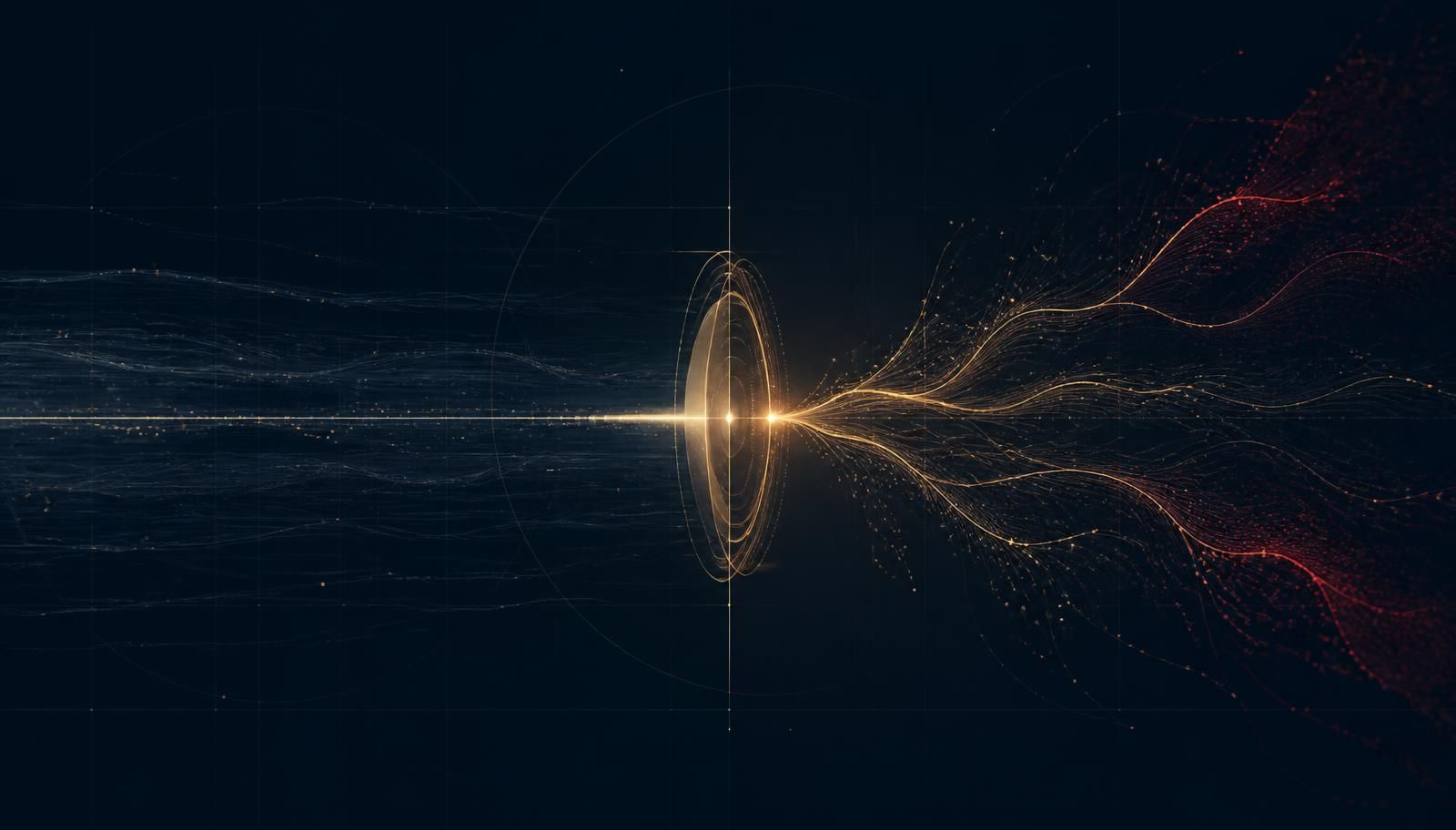 Abstract visualization of emerging signals connecting into an early crisis escalation pattern.