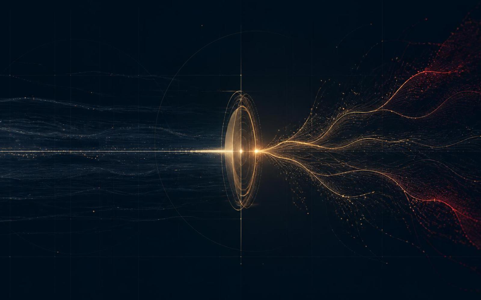 Abstract visualization of emerging signals connecting into an early crisis escalation pattern.