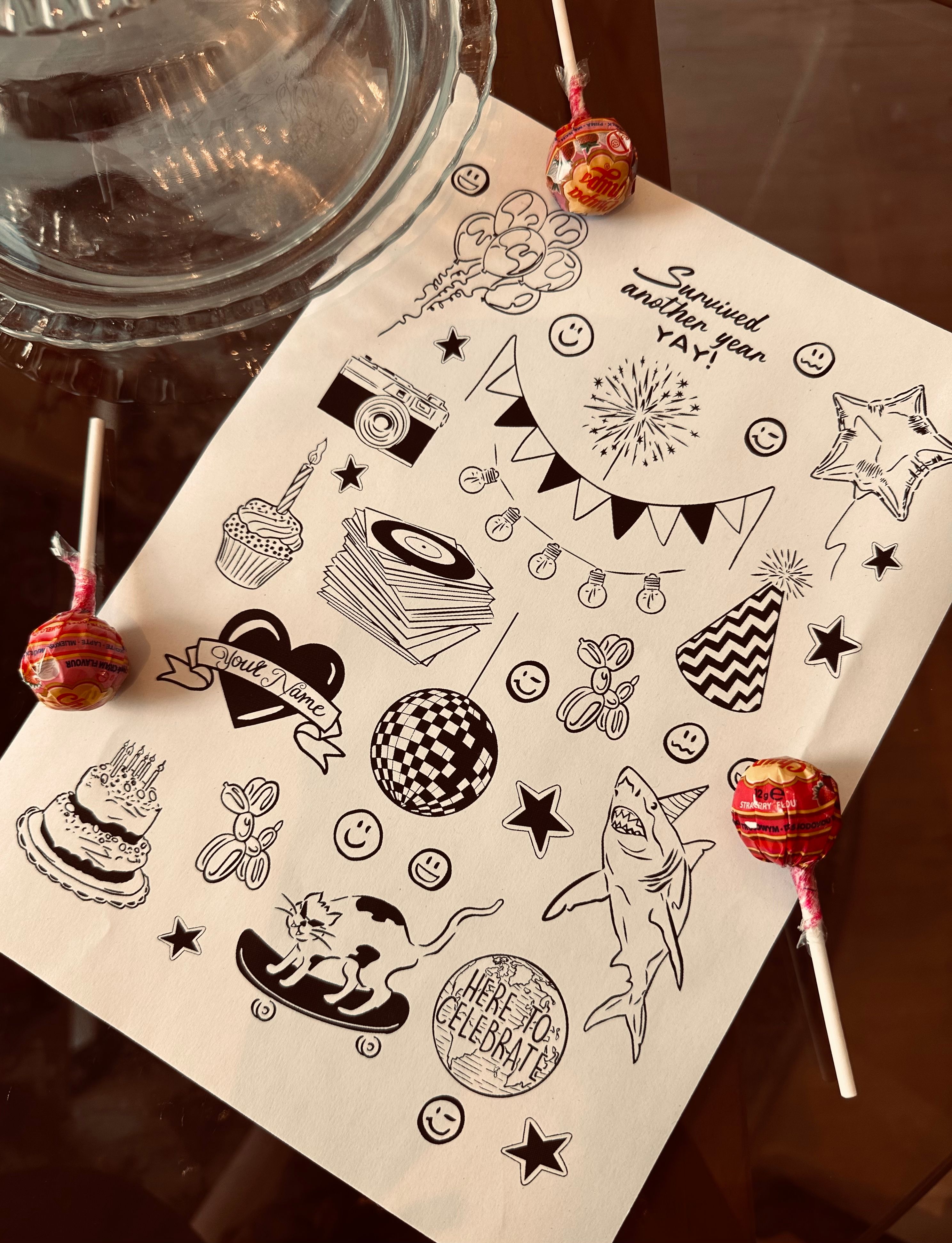 sample temporary tattoo sheet product