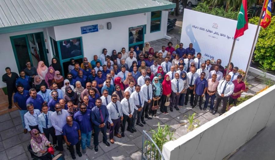 Flag hoisting Ceremony at the formerly Fenaka Office in Fuvahmulah