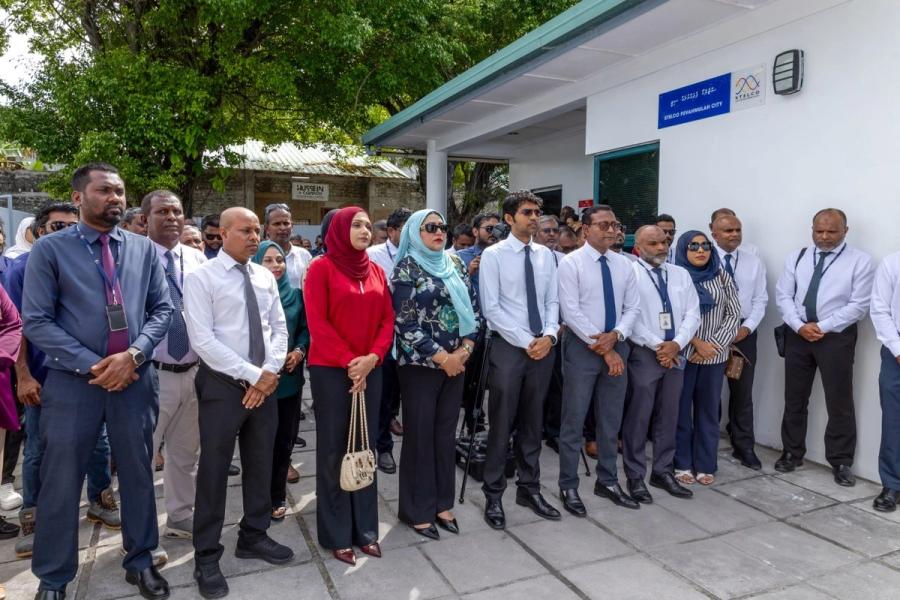 Flag hoisting Ceremony at the formerly Fenaka Office in Fuvahmulah