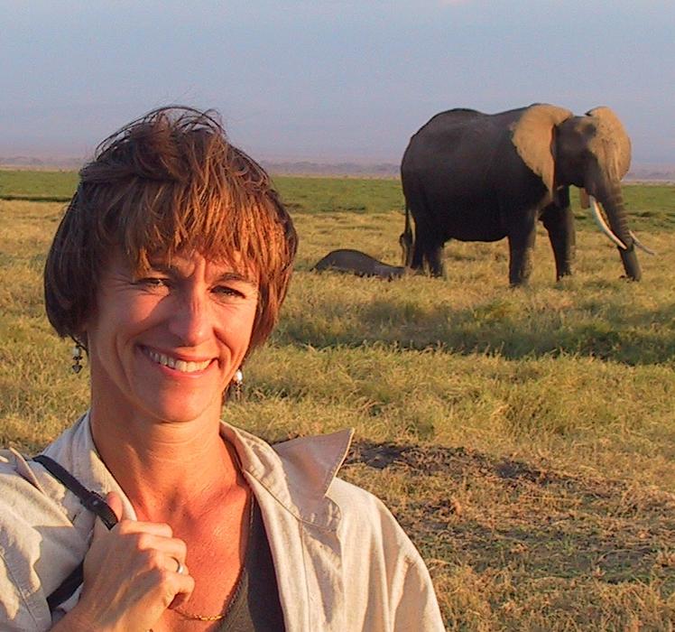 Joyce Poole in Amboseli with elephants