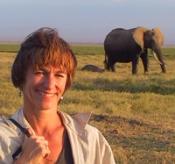 Joyce Poole in Amboseli with elephants