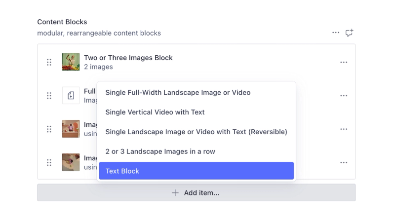 a preview of the Sanity backend