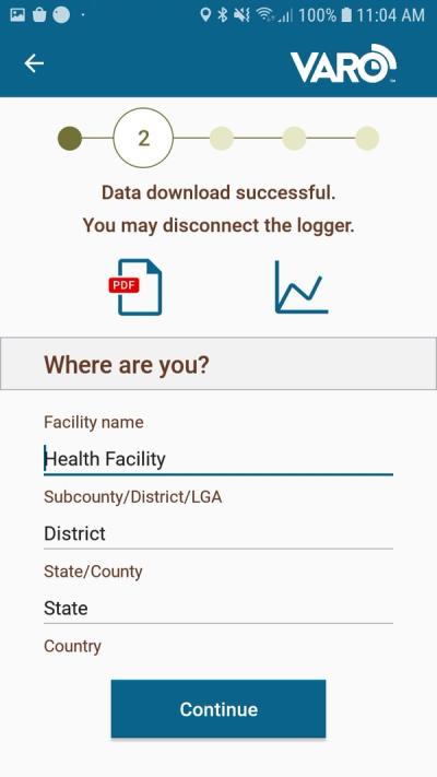 Varo step two, requesting user to enter Health Facility information
