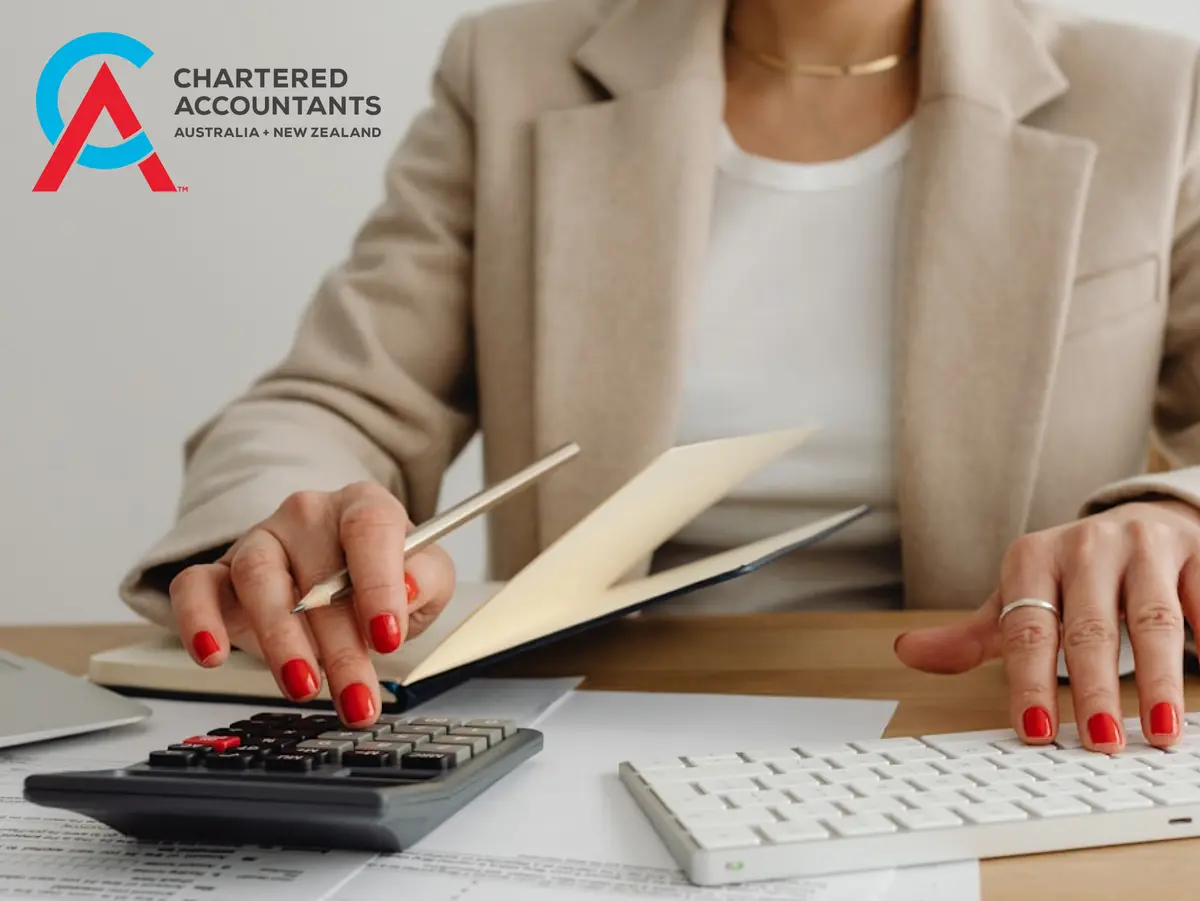 Person on calculator