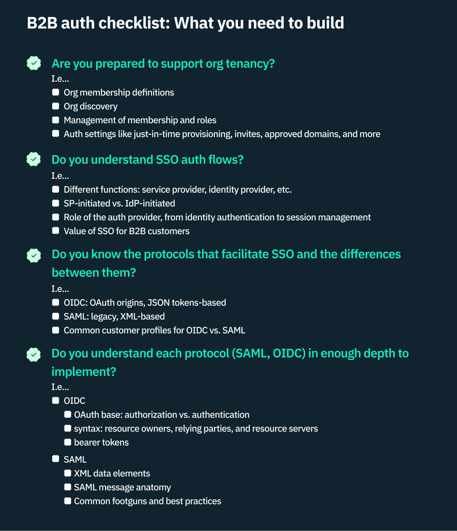a graphical recap of the B2B auth checklist outlined above