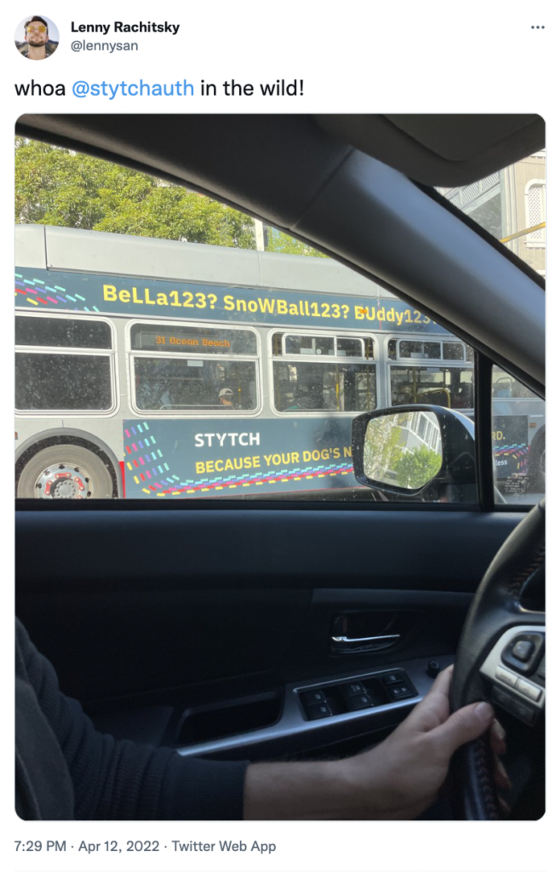 Bus ad from car view