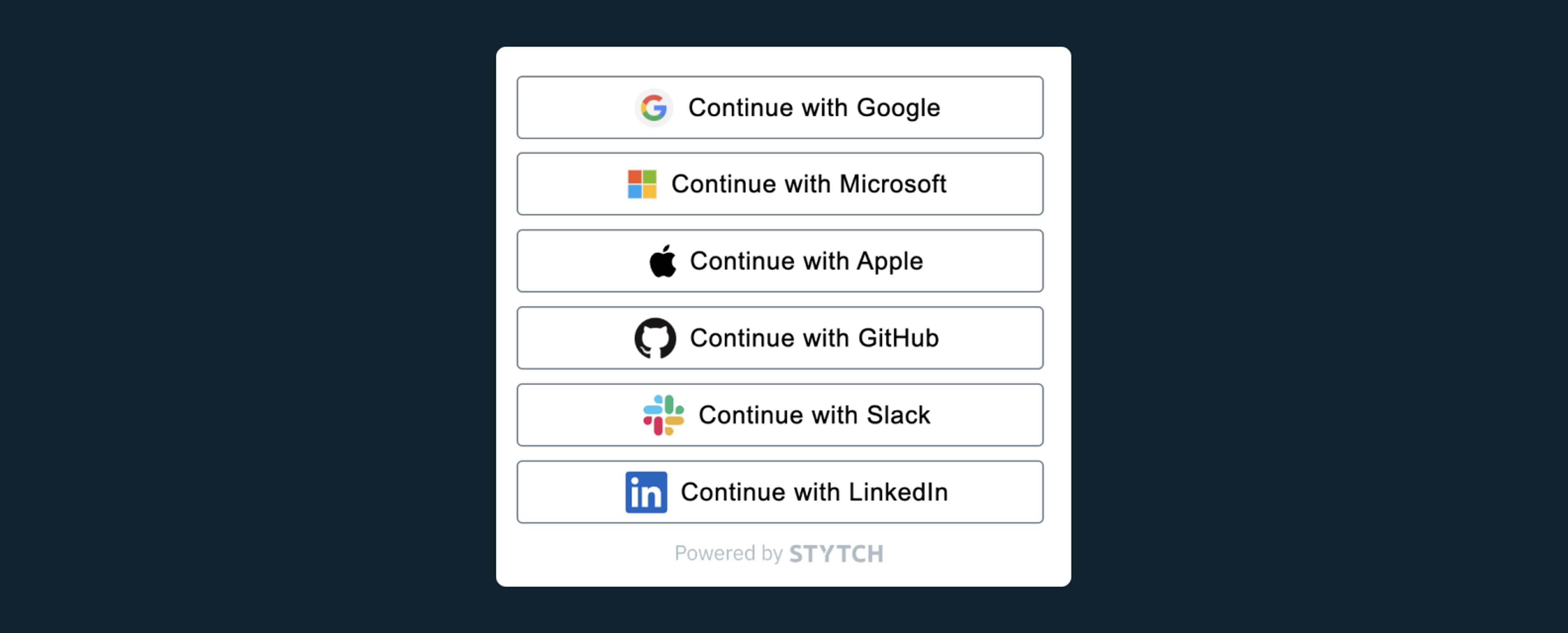 A screencapture of an OIDC login, asking users to continue with one of several social identity providers