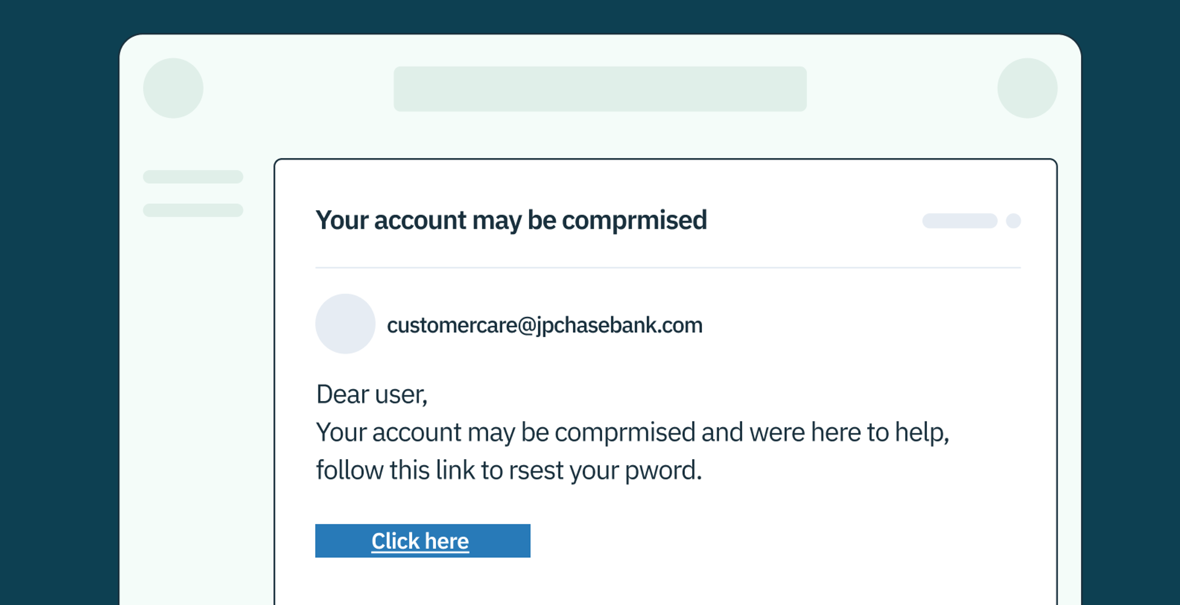 A sample email from a company letting them know their account might be compromised – but it could also be a phishing email!