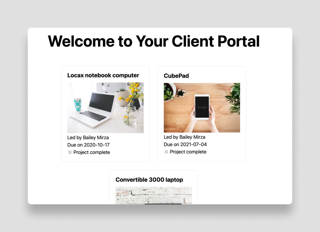 Welcome to client portal page.