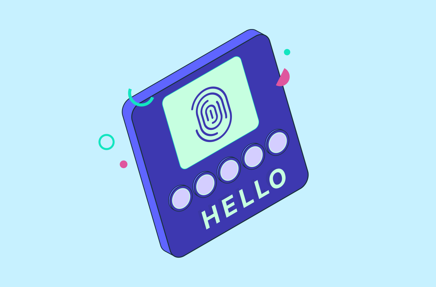 an abstracted illustration of a biometric reader