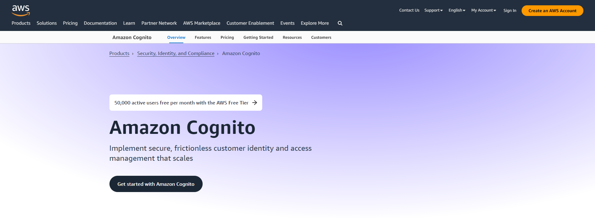 AWS Cognito website