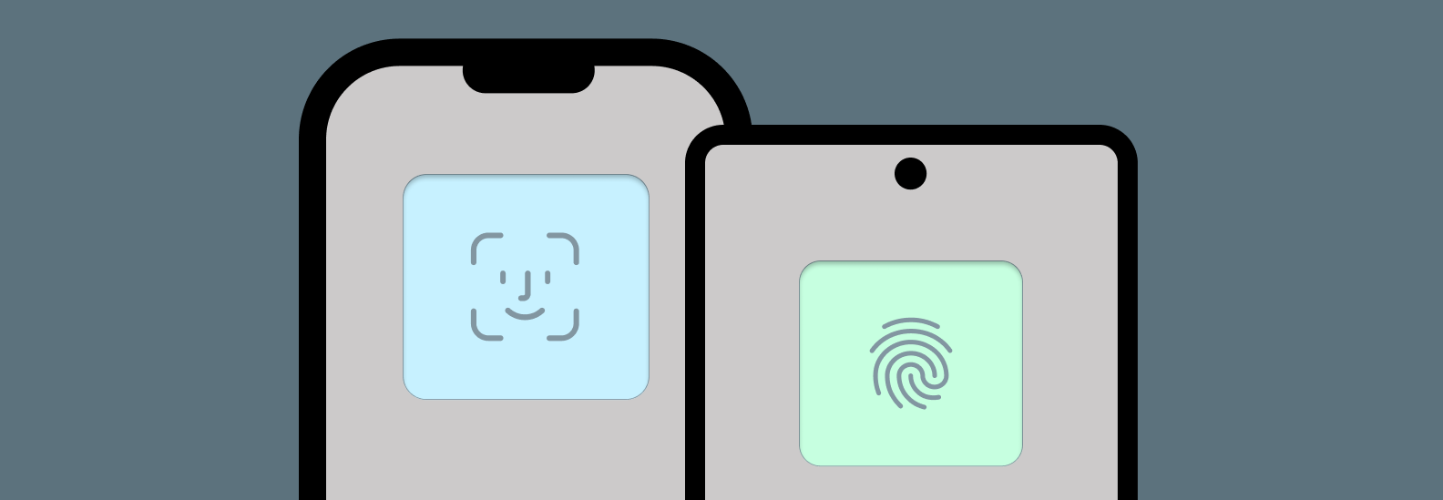 An illustration of two biometric factors – FaceID and TouchID