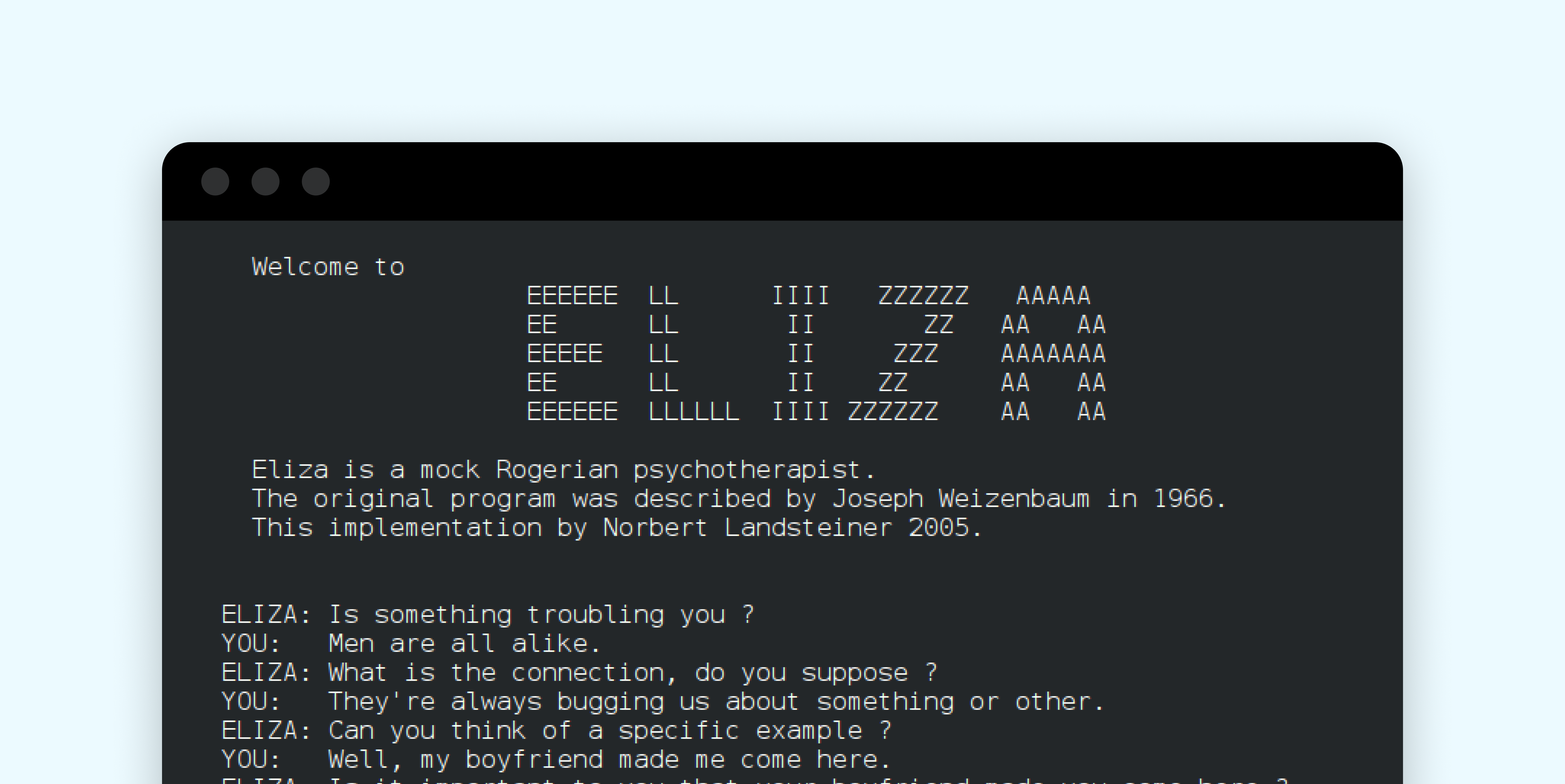 A screenshot of the code behind one of the first bots – Eliza